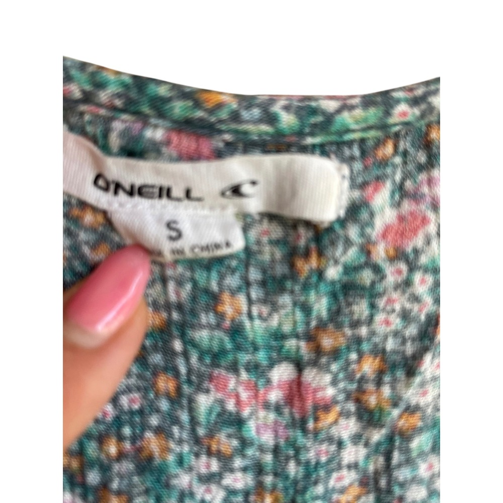 ONeill Womens Green Floral Peplum Crop Top Ditsy Print Blouse Size S - Picture 3 of 4